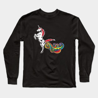 Unicorn Farting Rainbow Funny Hilarious Gay Womens Gay Long Sleeve T-Shirt